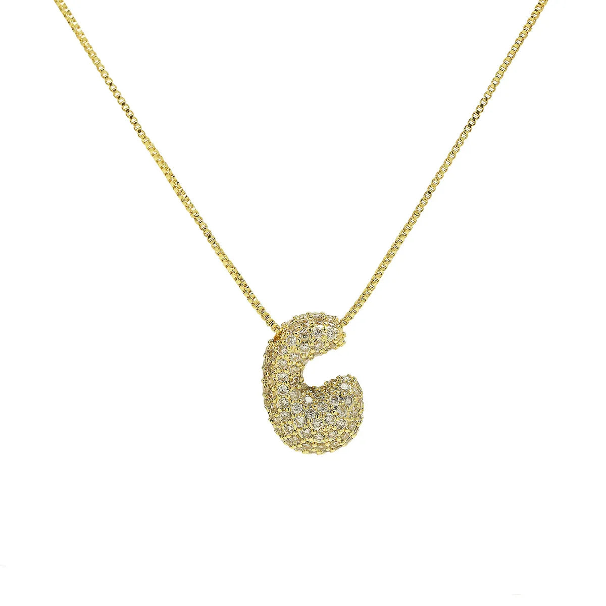 1 Piece Copper Zircon 18K Gold Plated Letter Pendant