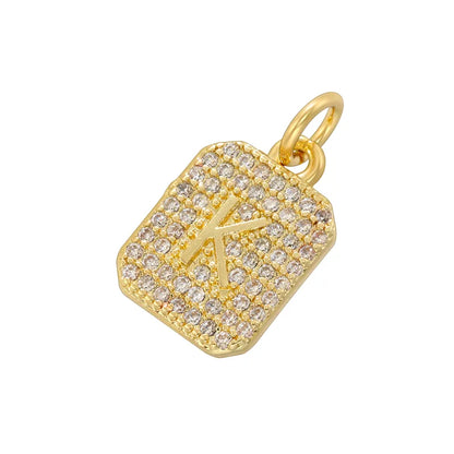 1 Piece Copper Zircon 18K Gold Plated Letter Pendant