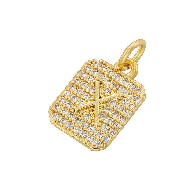 1 Piece Copper Zircon 18K Gold Plated Letter Pendant