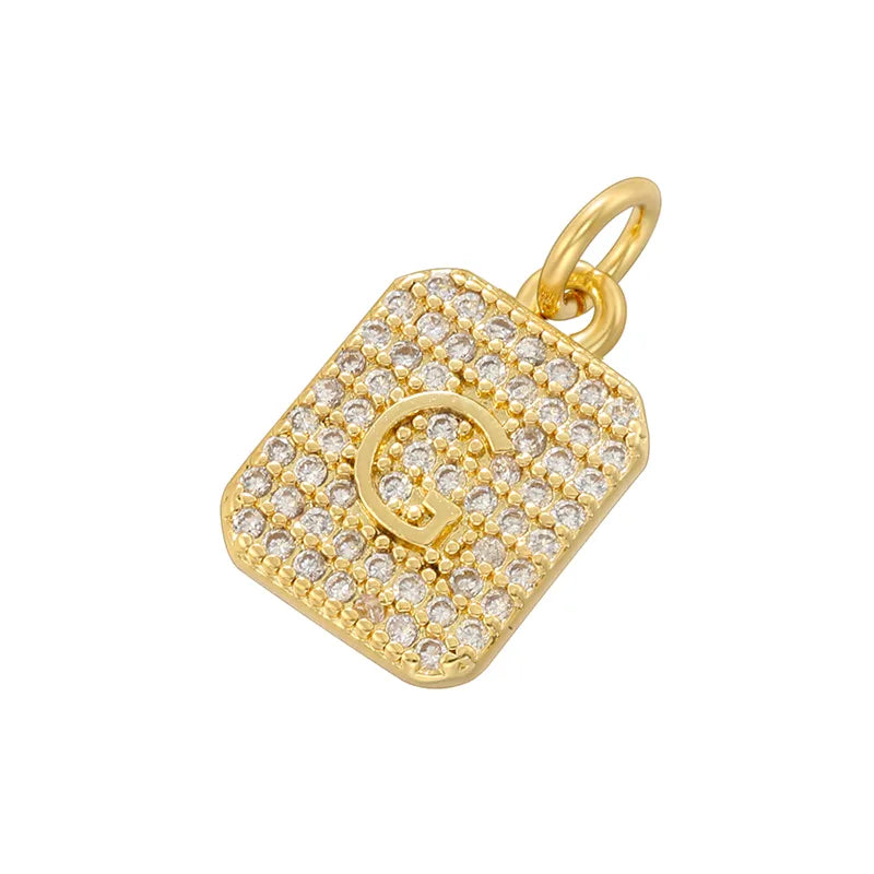 1 Piece Copper Zircon 18K Gold Plated Letter Pendant