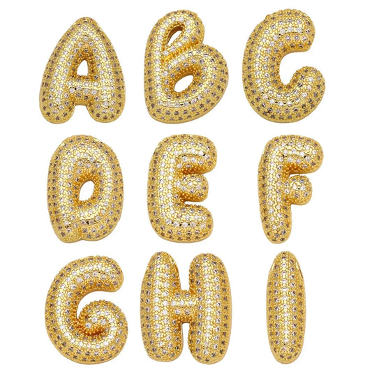 1 Piece Copper Zircon 18K Gold Plated Letter Pendant