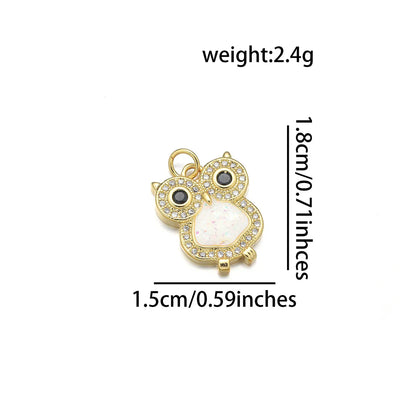 1 Piece Copper Zircon 18K Gold Plated Owl Butterfly Pendant