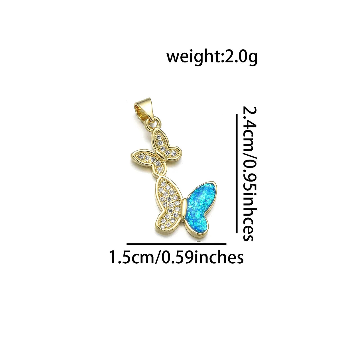 1 Piece Copper Zircon 18K Gold Plated Owl Butterfly Pendant