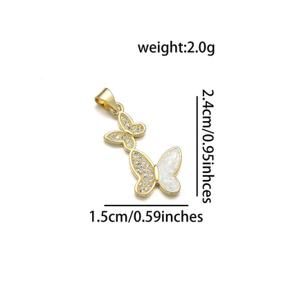 1 Piece Copper Zircon 18K Gold Plated Owl Butterfly Pendant