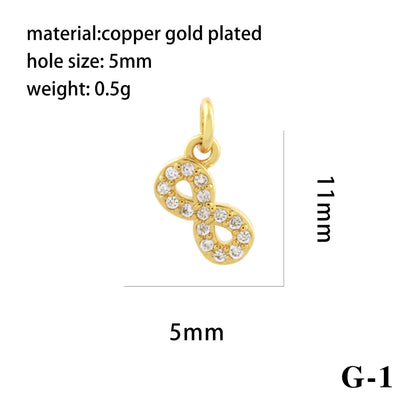 1 Piece Copper Zircon 18K Gold Plated Plating Inlay Pendant