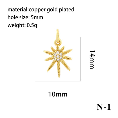 1 Piece Copper Zircon 18K Gold Plated Plating Inlay Pendant