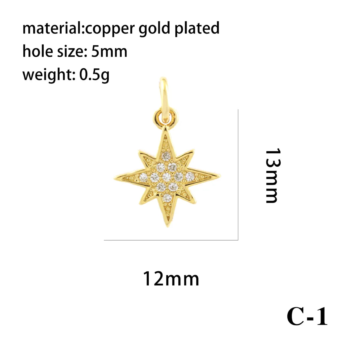 1 Piece Copper Zircon 18K Gold Plated Plating Inlay Pendant