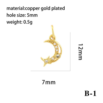 1 Piece Copper Zircon 18K Gold Plated Plating Inlay Pendant