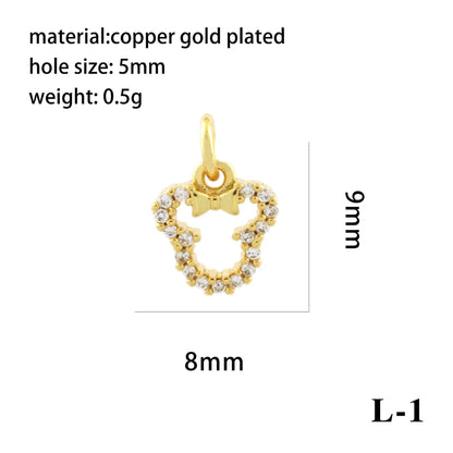 1 Piece Copper Zircon 18K Gold Plated Plating Inlay Pendant