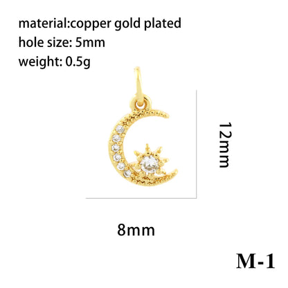 1 Piece Copper Zircon 18K Gold Plated Plating Inlay Pendant