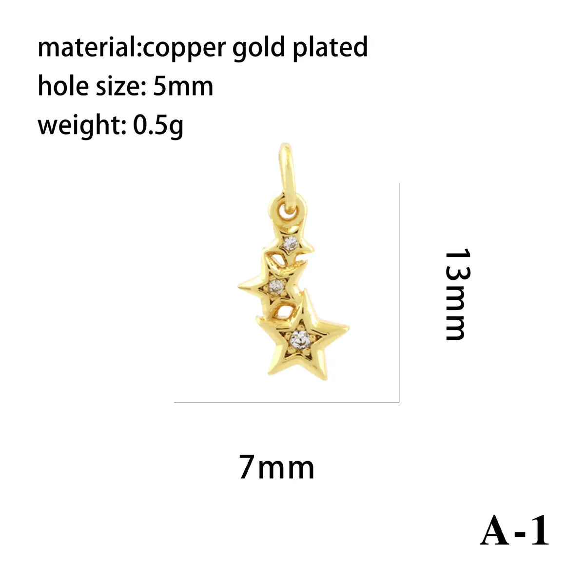 1 Piece Copper Zircon 18K Gold Plated Plating Inlay Pendant