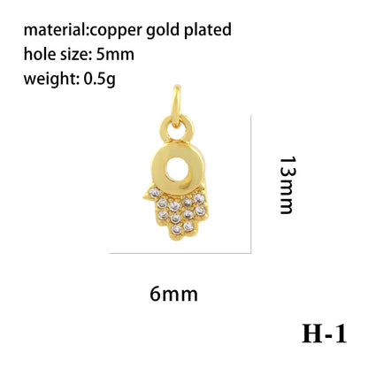 1 Piece Copper Zircon 18K Gold Plated Plating Inlay Pendant