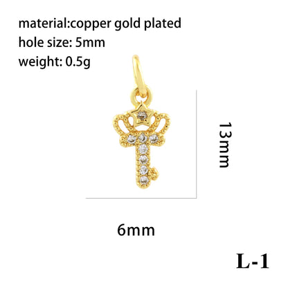 1 Piece Copper Zircon 18K Gold Plated Plating Inlay Pendant