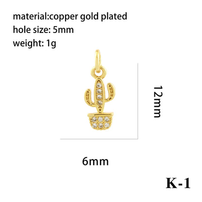 1 Piece Copper Zircon 18K Gold Plated Plating Inlay Pendant