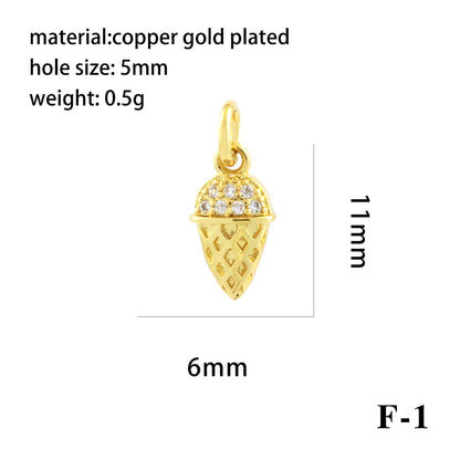 1 Piece Copper Zircon 18K Gold Plated Plating Inlay Pendant