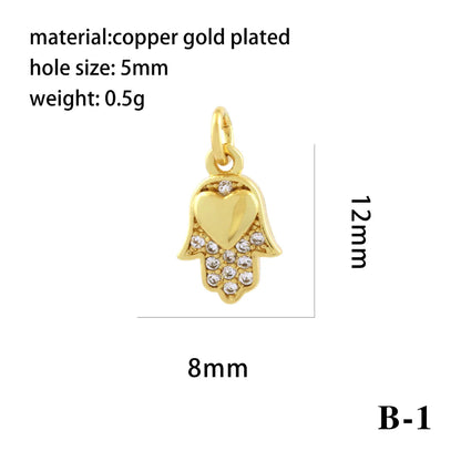 1 Piece Copper Zircon 18K Gold Plated Plating Inlay Pendant