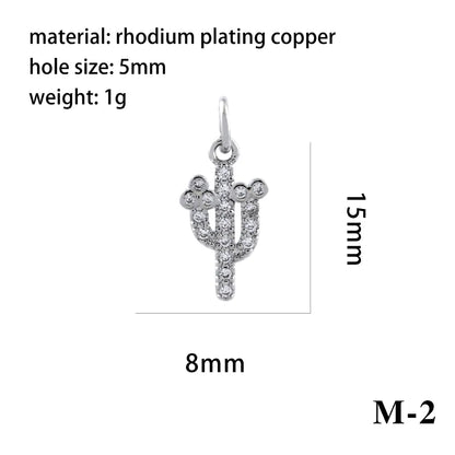 1 Piece Copper Zircon 18K Gold Plated Plating Inlay Pendant