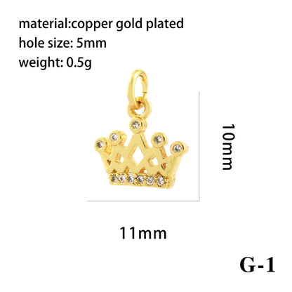 1 Piece Copper Zircon 18K Gold Plated Plating Inlay Pendant