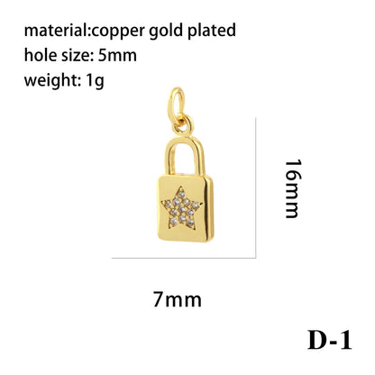 1 Piece Copper Zircon 18K Gold Plated Plating Inlay Pendant