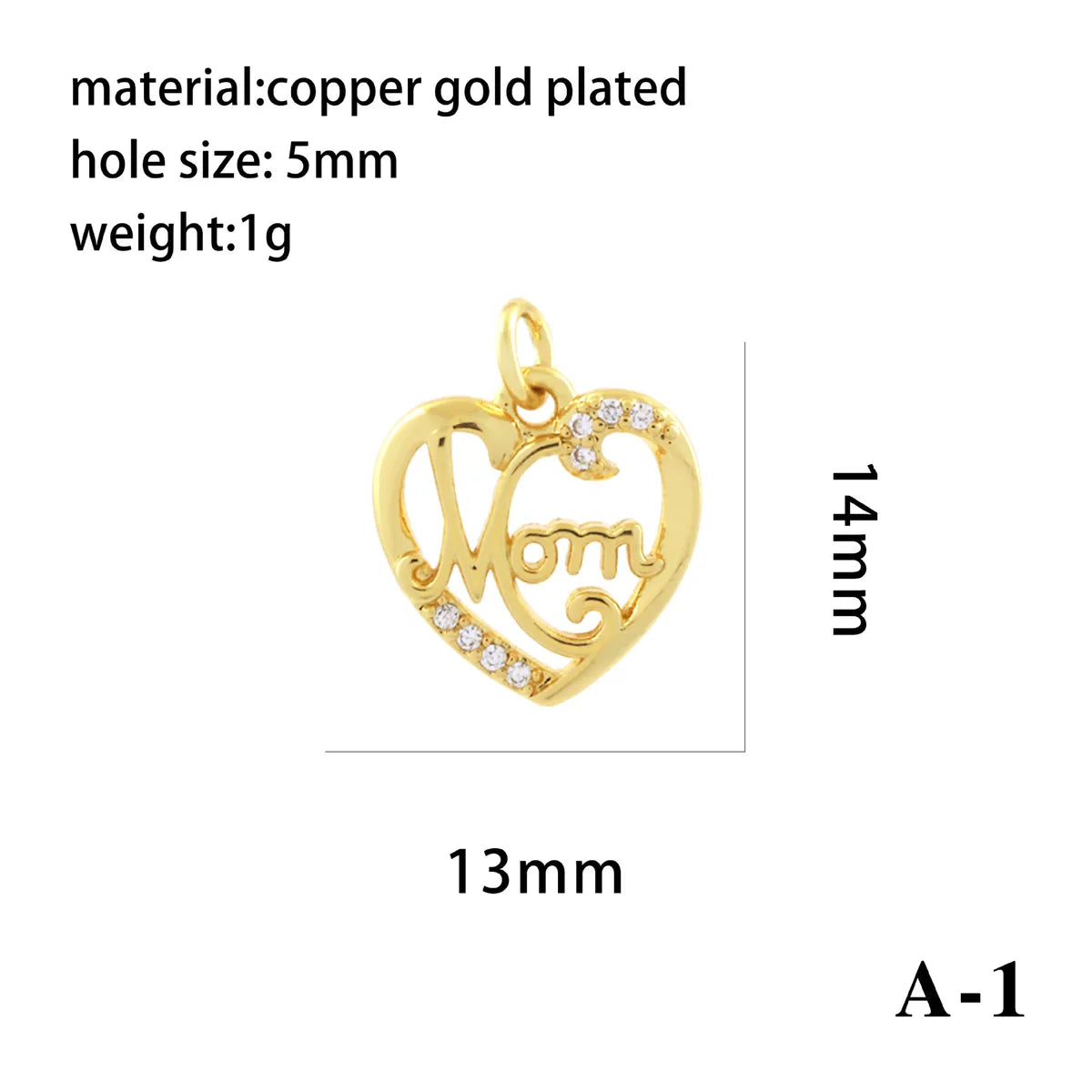 1 Piece Copper Zircon 18K Gold Plated Plating Inlay Pendant