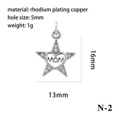 1 Piece Copper Zircon 18K Gold Plated Plating Inlay Pendant