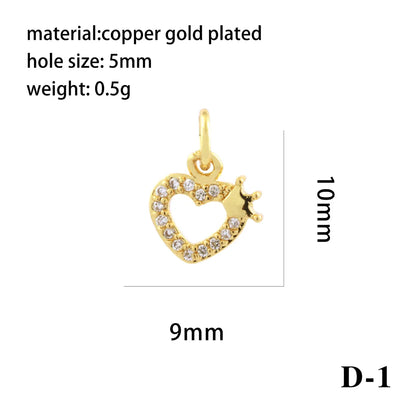 1 Piece Copper Zircon 18K Gold Plated Plating Inlay Pendant