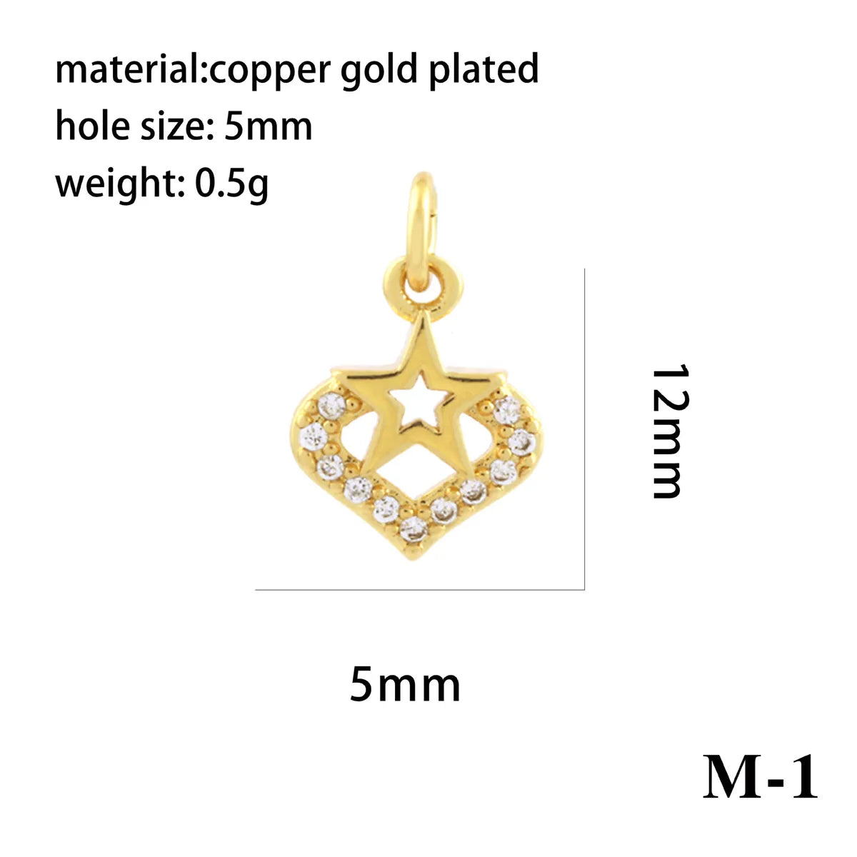 1 Piece Copper Zircon 18K Gold Plated Plating Inlay Pendant