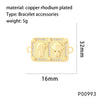 1 Piece Copper Zircon 18K Gold Plated Rectangle Pendant