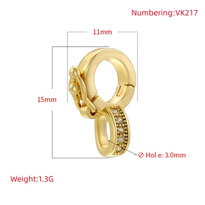 1 Piece Copper Zircon 18K Gold Plated Round Jewelry Buckle