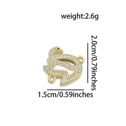 1 Piece Copper Zircon 18K Gold Plated Swan Pendant