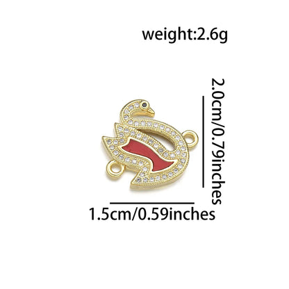 1 Piece Copper Zircon 18K Gold Plated Swan Pendant