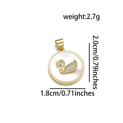 1 Piece Copper Zircon 18K Gold Plated Swan Pendant