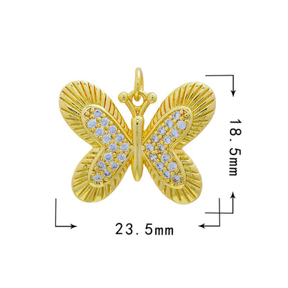 1 Piece Copper Zircon Butterfly Bird Pendant