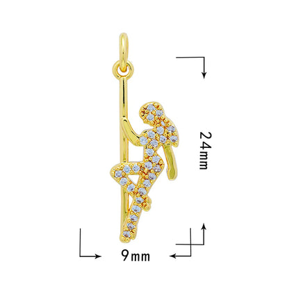 1 Piece Copper Zircon Butterfly Bird Pendant