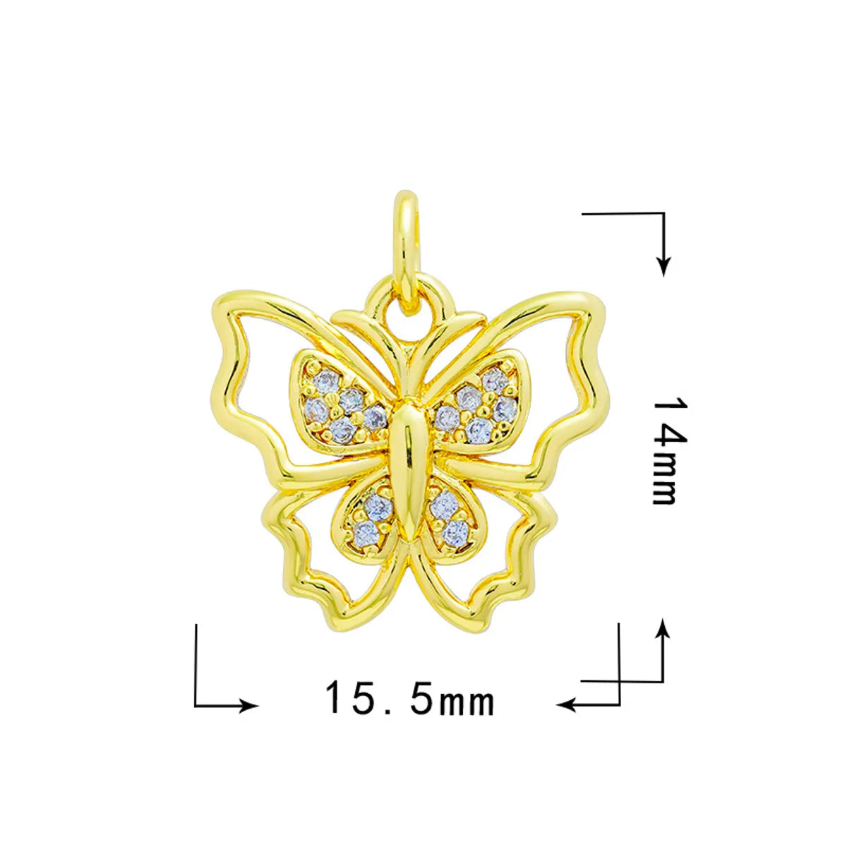 1 Piece Copper Zircon Butterfly Bird Pendant