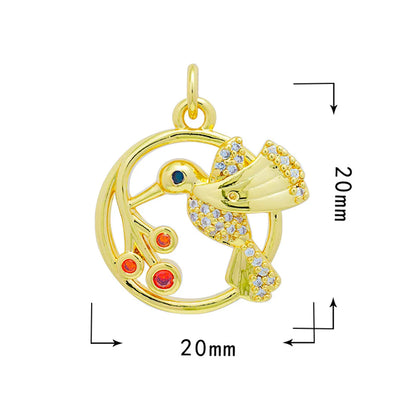 1 Piece Copper Zircon Butterfly Bird Pendant