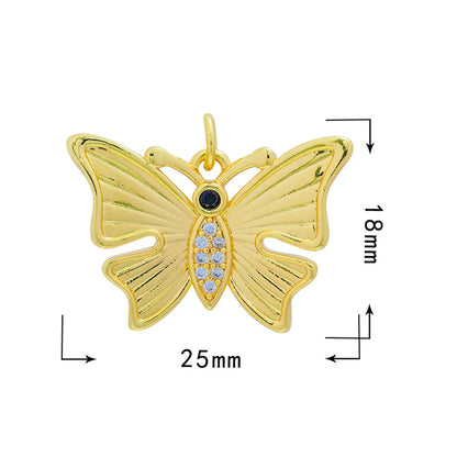 1 Piece Copper Zircon Butterfly Bird Pendant