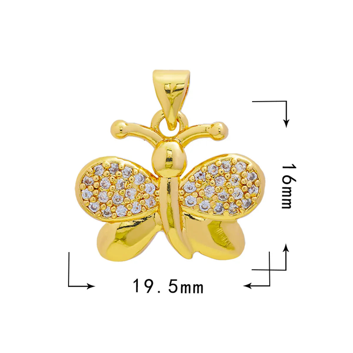 1 Piece Copper Zircon Butterfly Bird Pendant