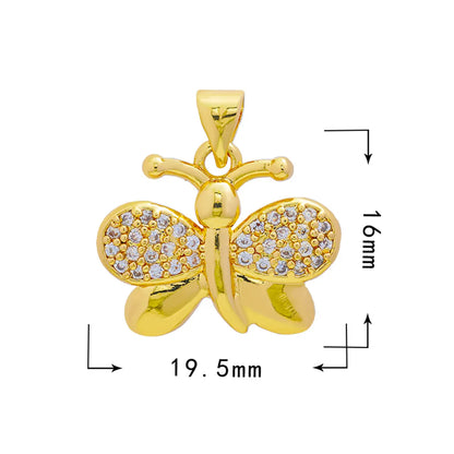 1 Piece Copper Zircon Butterfly Bird Pendant