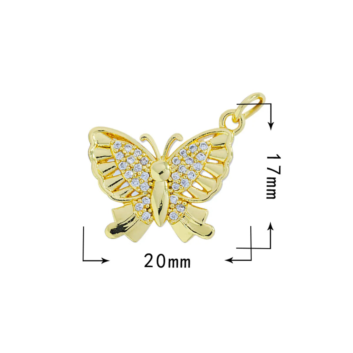 1 Piece Copper Zircon Butterfly Bird Pendant