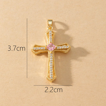 1 Piece Copper Zircon Color Block Pendant