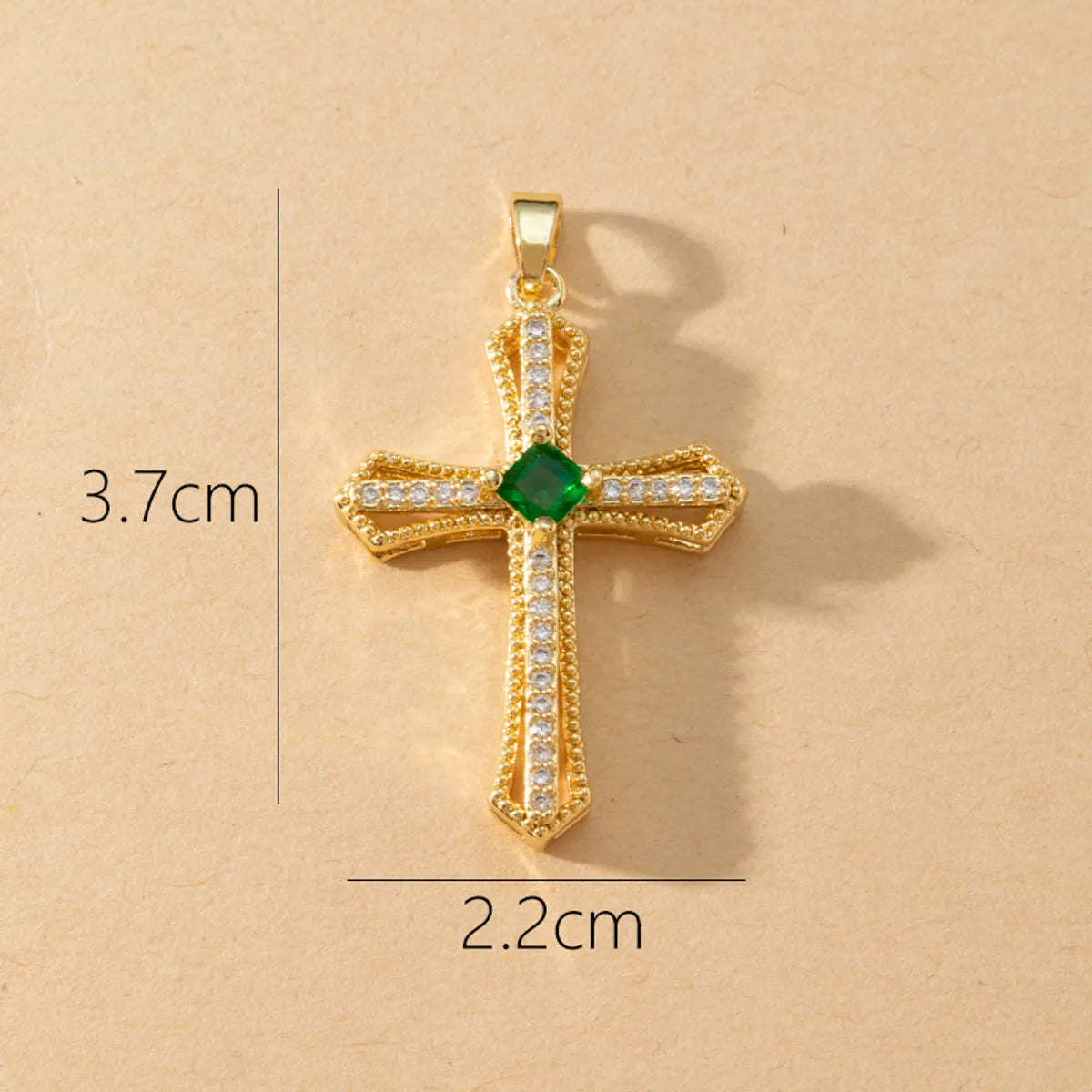 1 Piece Copper Zircon Color Block Pendant