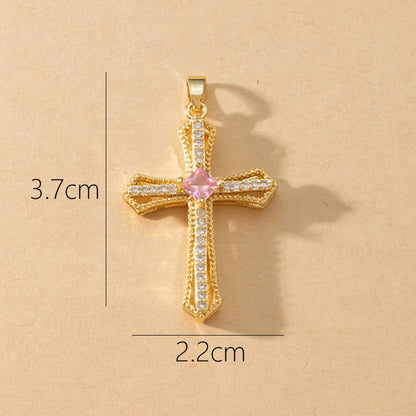 1 Piece Copper Zircon Color Block Pendant