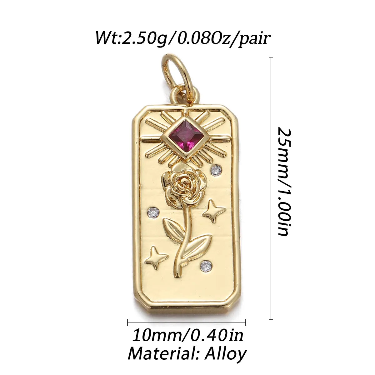 1 Piece Copper Zircon Color Block Pendant