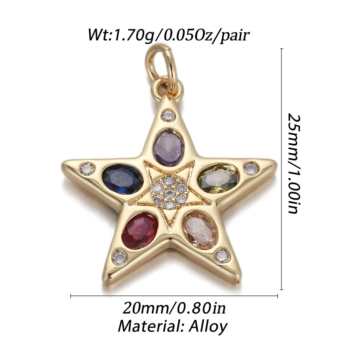 1 Piece Copper Zircon Color Block Pendant