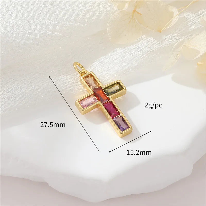 1 Piece Copper Zircon Cross Pendant