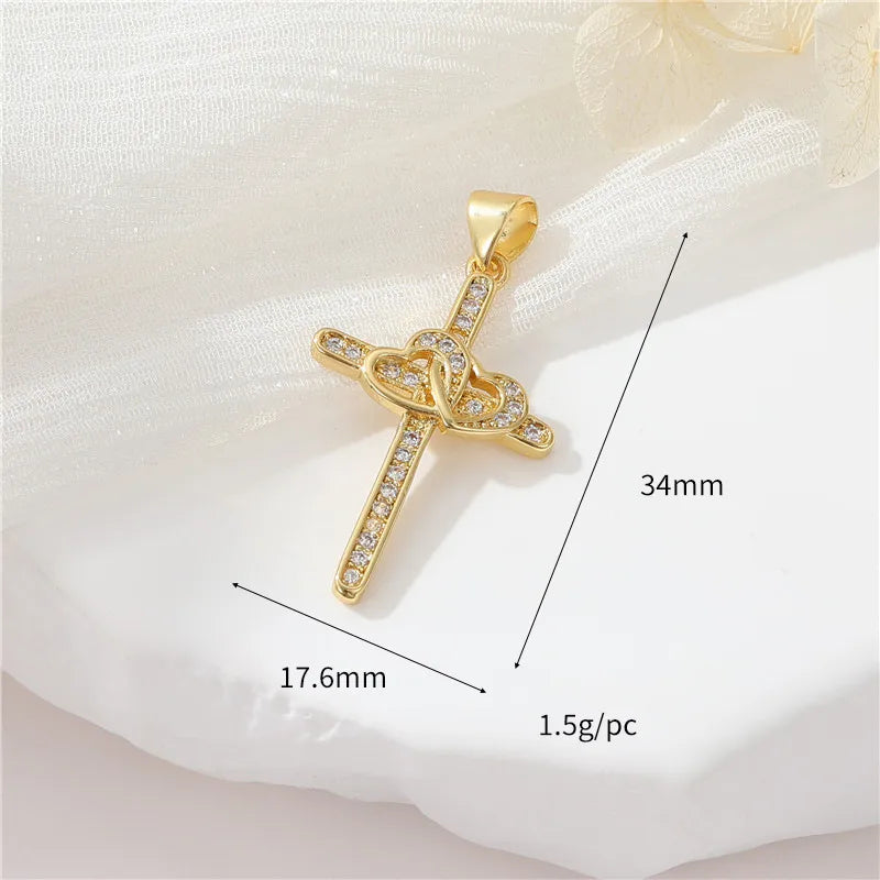 1 Piece Copper Zircon Cross Pendant