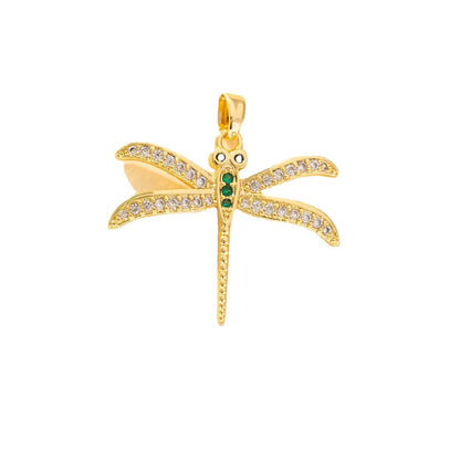 1 Piece Copper Zircon Dragonfly Pendant