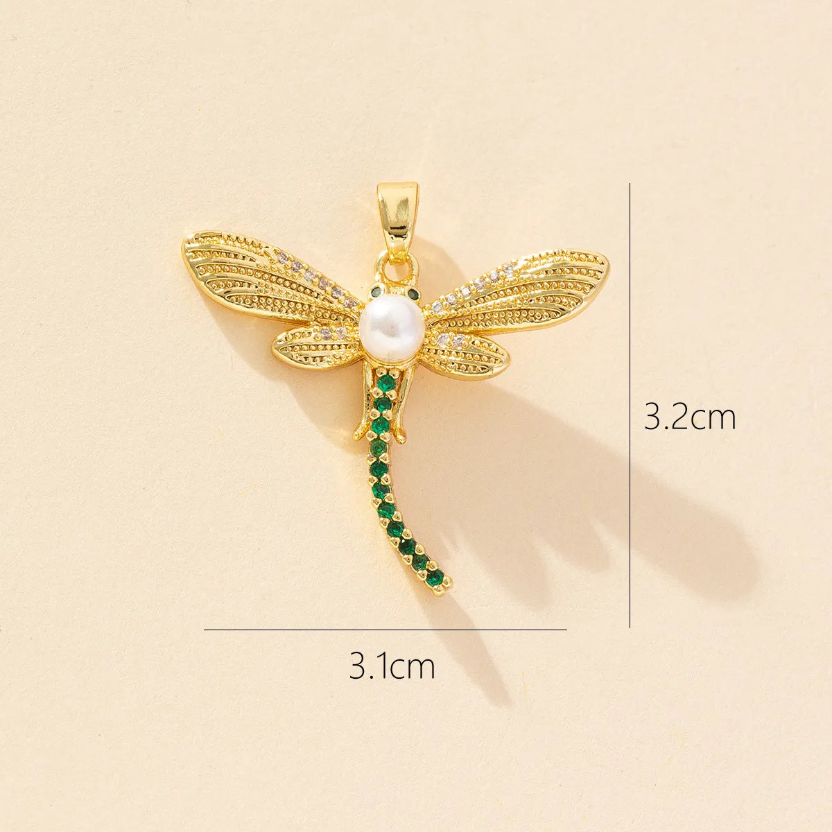 1 Piece Copper Zircon Dragonfly Pendant