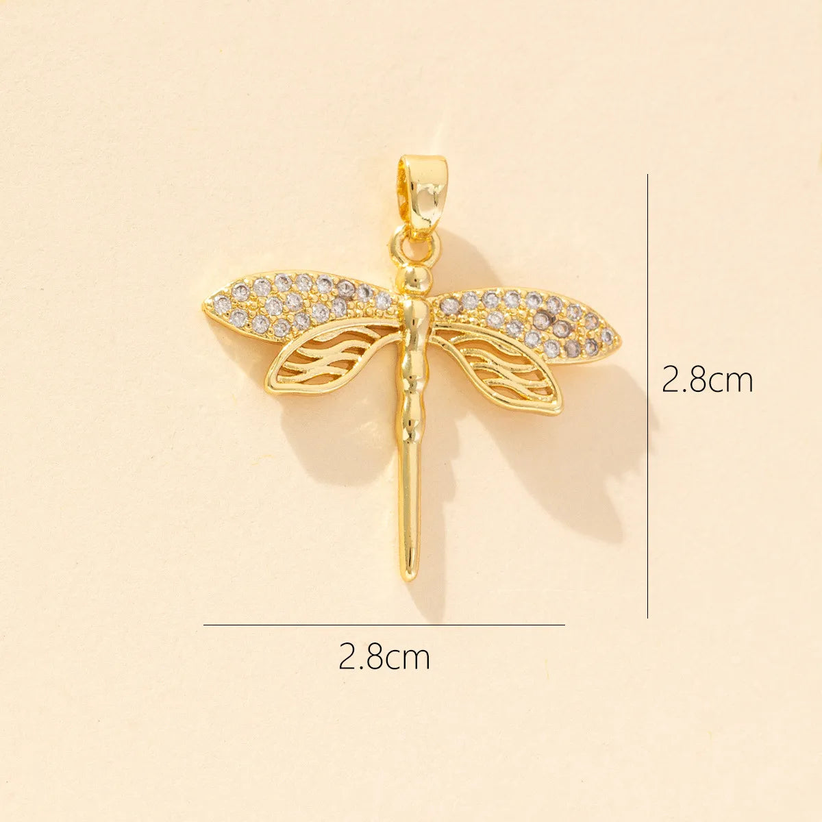 1 Piece Copper Zircon Dragonfly Pendant